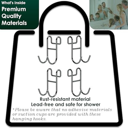 Shower Caddy Hooks, Razor Hanger for Shelf and Loofah (Silver - 4 Open) - color: Silver - 4 Open