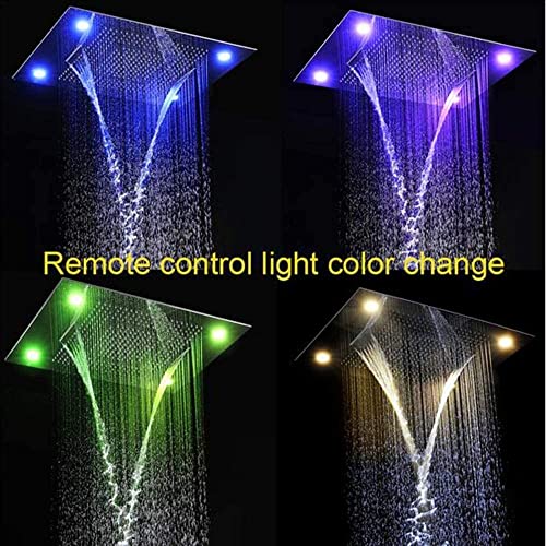 Cascada Luxurious Recessed Large LED Waterfall Rainfall Shower System (Matt Black) - color: Matt Black