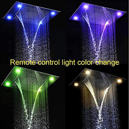 Cascada Luxurious Recessed Large LED Waterfall Rainfall Shower System (Antique Brass) - color: Antique Brass