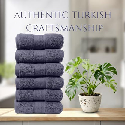 MAURA Indigo Blue Hand Towels for Bathroom. Luxury Turkish Cotton Bath Hand Towels Set of 6. Ultra-Soft, Thick & Plush - Denim Blue - color: Denim Blue, size: Hand Towel (6-Pack)