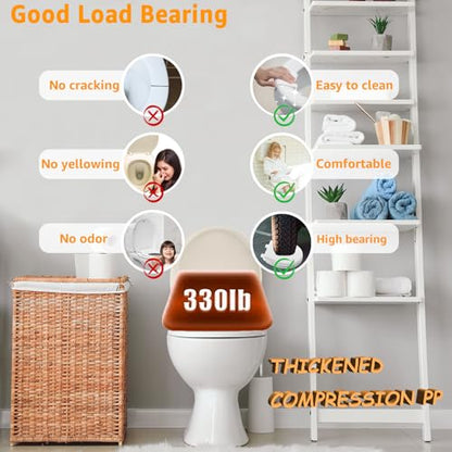 Round Toilet Seat Soft Close 16.5", Standard Universal Toilet Lid Round with PP Material Safe, Easy to Clean and Install, Ergonomic design, Never Loosens,2 Years Support, Almond Plastic - color: Almond, size: Round 16.5inch & Classic