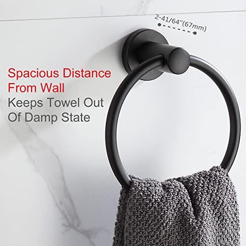 BGL Black Bathroom Towel Holder Black Towel Ring Stainless Steel Towel Ring for Bathroom 2 Pack - color: Matte Black(2 Pack)
