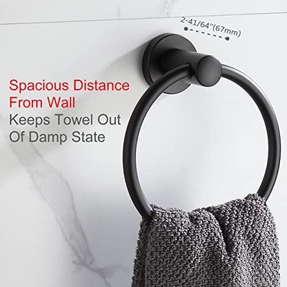 BGL Black Bathroom Towel Holder Black Towel Ring Stainless Steel Towel Ring for Bathroom 2 Pack - color: Matte Black(2 Pack)