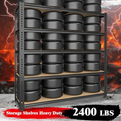 72" H Storage Shelves,Storage Shelves Heavy Duty,2400LBS Metal Shelving Units,Adjustable Garage Shelving Heavy Duty for Garage Storage,Warehouse,16"x35.5"x72 - size: 16"x35.5"x72"