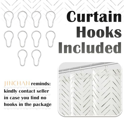 jinchan Small Stall Black and White Shower Curtain 36x72 Inches Inky Herringbone Chevron Zig Zag Waterproof Fabric Modern Farmhouse Shower Curtains for Bathroom with 7 Hooks - color: Inky Black, size: 36"W x 72"L (Pack of 1)