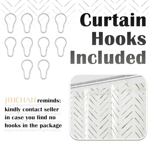 jinchan Small Stall Black and White Shower Curtain 48x72 Inches Inky Herringbone Chevron Zig Zag Waterproof Fabric Modern Farmhouse Shower Curtains for Bathroom with 8 Hooks - color: Inky Black, size: 48"W x 72"L (Pack of 1)