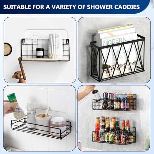 Shower Caddy Adhesive Replacement Hooks, Strong Waterproof Strips, No Drilling for Bathroom Shelves, Kitchen Racks, and Soap Holders (Transparent-8Pack 2Hook) - color: Transparent-8Pack 2Hook