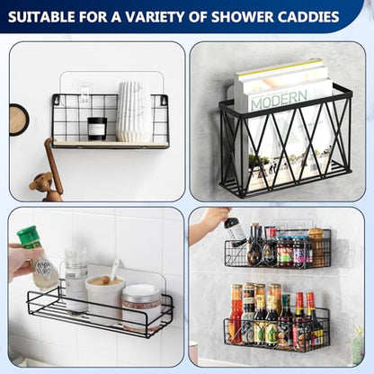 Shower Caddy Adhesive Replacement Hooks, Strong Waterproof Strips, No Drilling for Bathroom Shelves, Kitchen Racks, and Soap Holders (Transparent-8Pack 2Hook) - color: Transparent-8Pack 2Hook