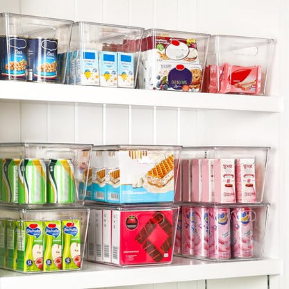 Vtopmart 8 Pack Clear Stackable Storage Bins with Lids, Large | BPA-free Plastic, Organize Vertically, For Pantry Kitchen Fridge Cabinet Closet Bathroom, Built to Last, Easy to Move - size: L( 11"L x 7.5"W x 6"H)