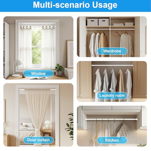 MEXAU 2 Pack White Spring Tension Curtain Rods 16-37 Inch Small Shower Rod | Adjustable Tension Rods No Drilling for Window, Bathroom, Closet, 7/8"Spring Tension Rods,Small Shower Curtain Rod,Iron - color: White-2P, size: 16-37 inch