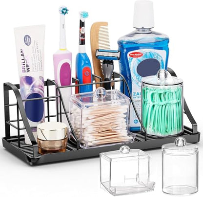Bathroom Toothbrush Holder Set with 2 Pack Qtip Holder Dispenser, Stainless Steel - size: with 2PCS Qtip Holder