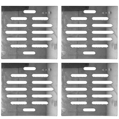 NGe 4Pcs Silver Tone 304 Stainless Steel Square Floor Drain Cover Drain Protection Cover 4 Inch 12 Holes - size: Square 4 Inch