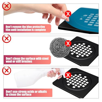 Shower Drain Kit 4 Inch Stainless Steel Grate with Vertical 2 Inch ABS Flange for Schluter Systems Kerdi Drain - Matte Black | 4 Inch Square Shower Drains Compatible with Schluter Drains, Vertical ABS Shower Flange for Schluter-Kerdi System - color: Matte