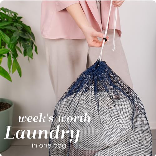 Handy Laundry Mesh XL Laundry Bag - Durable, Machine Washable with Secure Drawstring Closure - Perfect for College Dorms, Laundromats, Apartments (Navy, Large 24" x 36") | XL 24x36 Mesh Laundry Bag, Secure Drawstring, Heavy Duty, Machine Washable, for Del