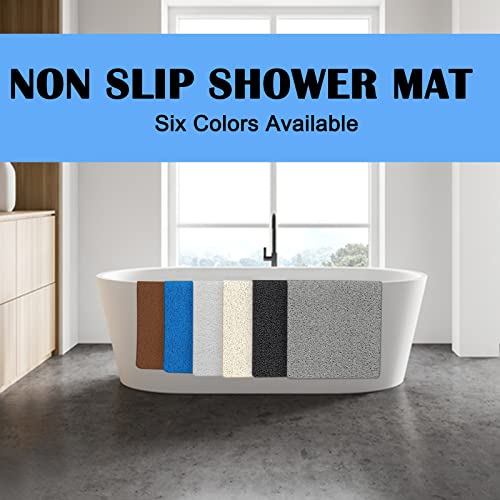 godehone Shower Mats Non Slip Without Suction Cups, PVC Loofah Bathroom Mats, Loofah Mats for Shower and Bathroom, Quick Drying, 23.6× 34.6 Inch, Brown - color: Brown, size: 34.6" x 23.6" (Rectangular)