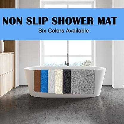 godehone Shower Mats Non Slip Without Suction Cups, PVC Loofah Bathroom Mats, Loofah Mats for Shower and Bathroom, Quick Drying, 23.6× 34.6 Inch, Brown - color: Brown, size: 34.6" x 23.6" (Rectangular)