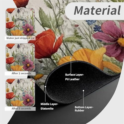 Kitchen Sink Splash Guard，wildflowers-in the meadow Faucet Mat Sink Gadgets-Super Absorbent Fast Drying Mat Drip Catcher for Kitchen, Bathroom,Sink Mat, Dish Drying Mat, Bathroom(15" X 5.5" ) - color: wildflowers-in the meadow