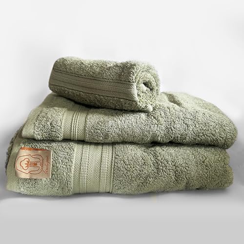 100% Egyptian Cotton Towel Set, 600 GSM, Double Twisted Yarns, Ultra Soft & Highly Absorbent Towels, Made in Egypt. (Pistachio, Single Set Cotton Towels) - color: Pistachio