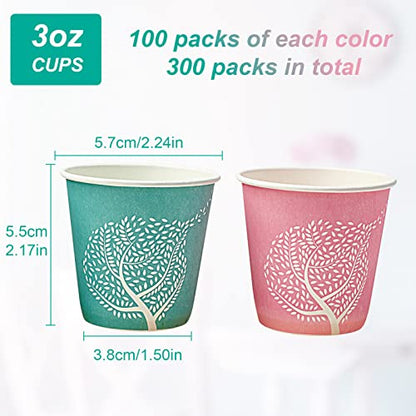 LITOPAK 300 Pack 3 oz Paper Cups, Colorful Disposable Mouthwash Cups 3 oz | Small Paper bathroom cups, 3 ounce paper cups, medicine, mouthwash, snacks, bath rinsing, paint mixing, and more - style: 300pack Colour mixture