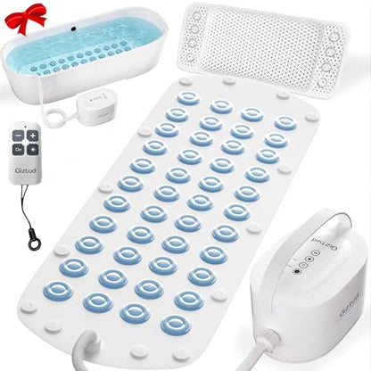 Bubble Bath Mat with Warm Air - Portable Spa for Bathtub, Full Body Waterproof Air Mat with Motorized Air Pump, 6-Speed Adjustable Massage, Remote Control & Non-Slip Suction Cups