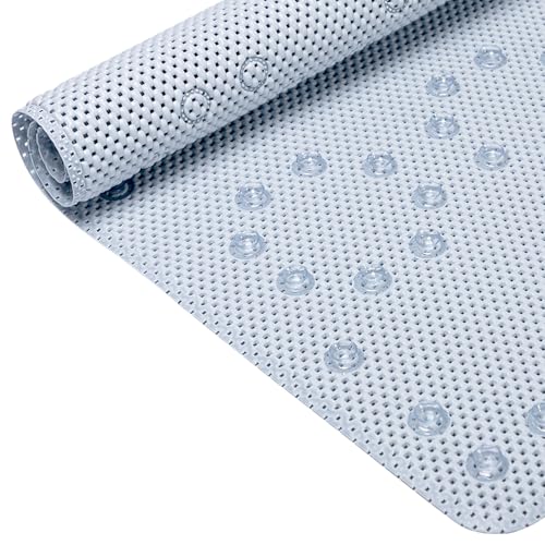 Bathtub Mat Non Slip, Soft Foam Bath Mat for Tub, Bathtub Mat with Drain Holes, Suction Cups Shower Mat (Cement Blue, 36''X17'') - color: Cement Blue