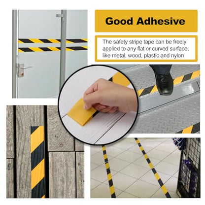 LeaGerous Hazard Warning Safety Stripe Tape Caution Tape Roll Waterproof Anti Slip Non-Abrasive Self-Adhesive Floor Marking Tape (2”x 36 Yards, Yellow-Black, 4) - color: Yellow-black