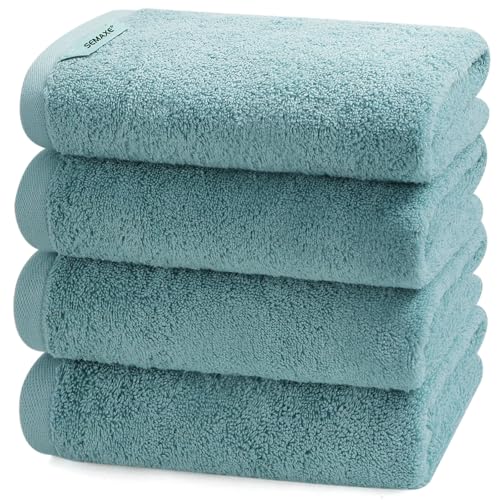 4-Pack Blue Cotton Hand Towels for Bathroom with Hanging Loops | Sink-side towels for drying hands and face, ideal for bathrooms, guest baths, powder rooms, OEKO-TEX certified, easy care - color: A04: Blue