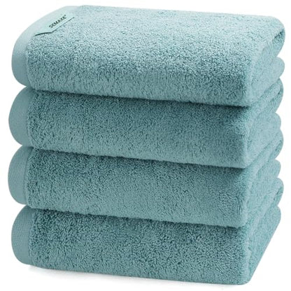 4-Pack Blue Cotton Hand Towels for Bathroom with Hanging Loops | Sink-side towels for drying hands and face, ideal for bathrooms, guest baths, powder rooms, OEKO-TEX certified, easy care - color: A04: Blue