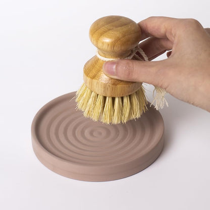 Home Bathroom Kitchen Use Diatomite Round Tray Ceramic Fast Dry Soap Holder (Brown) - color: Brown