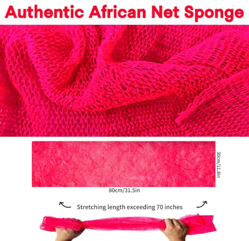 SPMKTBOZAI African Net Sponge Authentic, African Exfoliating Sponge Real African Net Black Owned, African Bath Sponge Back Scrubber, Body Exfoliator Shower Bath Accessories (Rose Pink) - color: Rose Pink