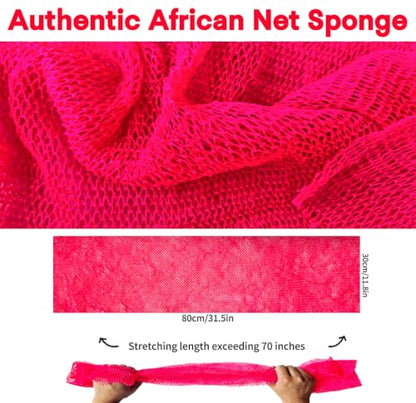 SPMKTBOZAI African Net Sponge Authentic, African Exfoliating Sponge Real African Net Black Owned, African Bath Sponge Back Scrubber, Body Exfoliator Shower Bath Accessories (Rose Pink) - color: Rose Pink