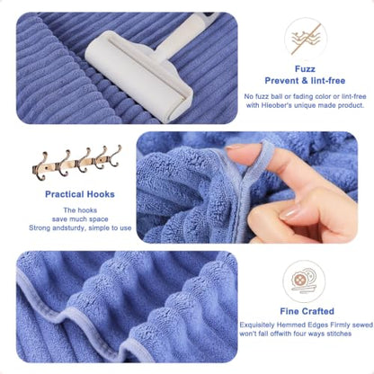 Bath Towels 4-Pack, 27.5x55 Inches - Ultra Soft and Highly Absorbent Quick Dry Microfiber Towels with Hanging Loop, Beauty Twill Stripe Design for Bath, Beach, Gym - color: Grey+blue+white+pink