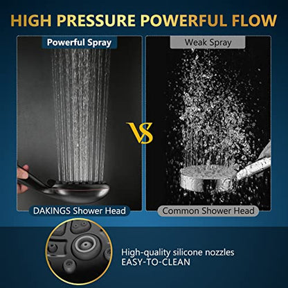 6 Spray Modes High Pressure Handheld Showerhead Set Upgraded | 5 Inches Shower Head with Handheld Spray Oil Rubbed Bronze Handheld Shower Head 60 Inches Stainless Steel Hose-1-Min Install - color: Oil Rubbed Bronze