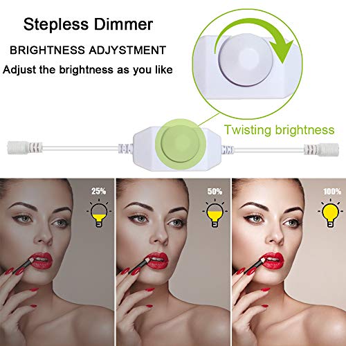 13ft/4M Led Vanity Mirror Lights Kit Bendable NO Need to Cut Vanity Make-up Mirror Cloakroom Adjustable Flexible Strip Light Table Set with Dimmer and Power Supply - color: White-Base model