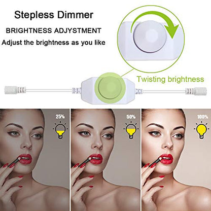 13ft/4M Led Vanity Mirror Lights Kit Bendable NO Need to Cut Vanity Make-up Mirror Cloakroom Adjustable Flexible Strip Light Table Set with Dimmer and Power Supply - color: White-Base model