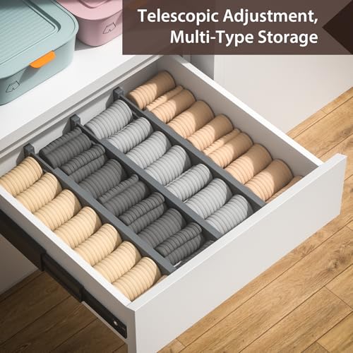 DUCOO 4 PCS Drawer Divider, 17"-22" Adjustable Bamboo Drawer Dividers Organizers, Expandable Separators for Kitchen, Clothes, Dressers, Home, Office, Gray - color: Gray
