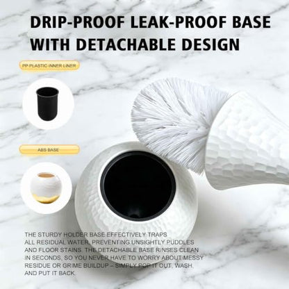 Premium Toilet Brush and Holder Set, Sturdy Non-Slip Handle with Durable Firm Bristles, ABS Rust-Resistant Holder, Compact 5.5" x 15" for Deep Bathroom Cleaning