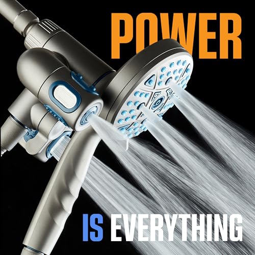 AquaCare Polaris 208-mode High Pressure Shower Head Combo with Hydro Arms | Luxury 3-way 14-zone System with 370 Stay-clean Power Jets, Handheld Magnetic Docking & 6 ft. Stainless Steel Hose / Graphite - color: Graphite