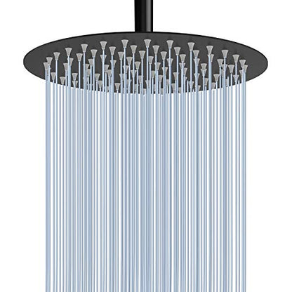 Voolan Rain Shower Head, High Pressure High Flow All Metal Rainfall Shower Head, Ultra-Thin Design-Pressure Boosting, Universal Wall and Ceiling Mount (10 Inch, Black) - color: Matte Black, size: 10 Inch