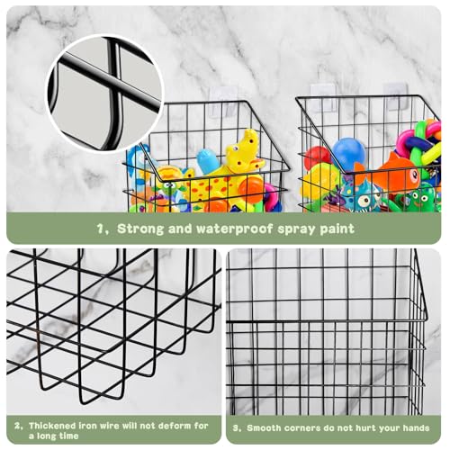 Greentainer 2 Pack Bath Toy Storage Organizer, Large Rustproof Metal Wire Basket, Wall Mounted Hanging Bathtub Holder, Bathroom Shower Caddy for Tub Toys & Toiletries - color: Black
