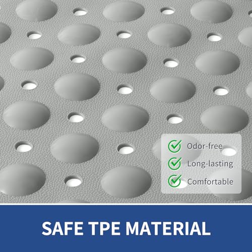 OTHWAY Extra Large Shower Mat 47"x 32", TPE Non Slip Shower Mat for Shower Stall, Inside Walk in Shower Mats with Drain Holes Suction Cups, Anti-Slip for Elderly (Dark Grey) - color: Dark Grey