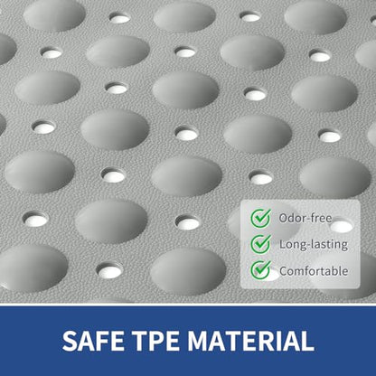 OTHWAY Extra Large Shower Mat 47"x 32", TPE Non Slip Shower Mat for Shower Stall, Inside Walk in Shower Mats with Drain Holes Suction Cups, Anti-Slip for Elderly (Dark Grey) - color: Dark Grey