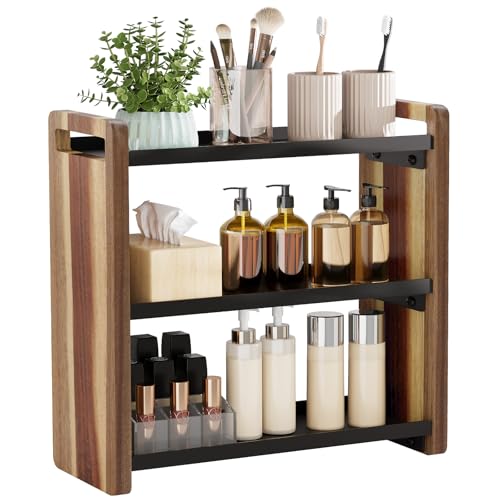 Bathroom Counter Organizer, Bathroom Sink Organizer, Vanity Shelf | Bathroom Organizers and Storage, Bathroom Countertop Organizer, Counter Shelf, Cologne Stand, Perfume Stand, Bathroom Decor - color: Acacia 3 Tier