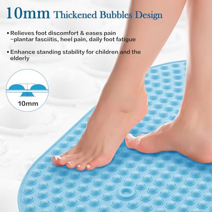 Blue Bath Mat for Tub Non Slip 27x15 - Cushioned Silicone Bubble Pop It Bathtub Mat for Soaking, Anti Skid Shower Mat with Suction Cups, Spa Relaxation, Ocean Color - color: 27x15"-blue