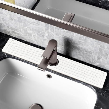 Kitchen Faucet Mat, Diatomite Sink Splash Guard, Quick Drying Stone Tray | Solid diatomite, 23.6x4in size; Absorbs splashes and dries fast; For kitchen & bathroom counters; Fits most faucets