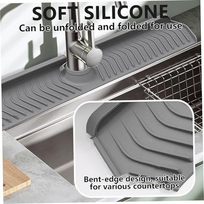 Silicone Sink Splash Guard, 30 Inch Foldable Mat - Adjustable Lock Guard for Kitchen Behind Faucet, Counter Protection(Grey) - color: Gray