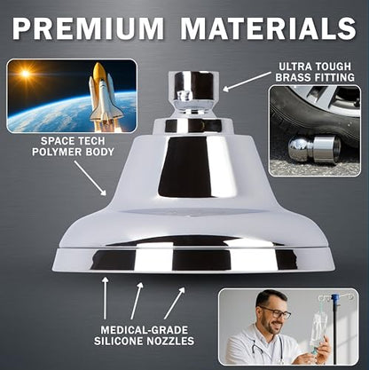 Massage Shower Head With Mist - 1.8 GPM - Polished Chrome | High Pressure Boosting, 6 Function Adjustable Massaging Rainfall Showerhead For Low Flow Baths With Water Saving Nozzles - color: Polished Chrome, size: 1.8 GPM