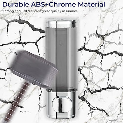Pollock Pollock Shampoo and Conditioner Dispenser Wall Mounted | Shower Soap Dispenser 2 Chamber No Drill, Shampoo Dispenser for Shower, Body Wash Dispenser for Bathroom, Large Capacity - color: Silver Dg1 Chamber