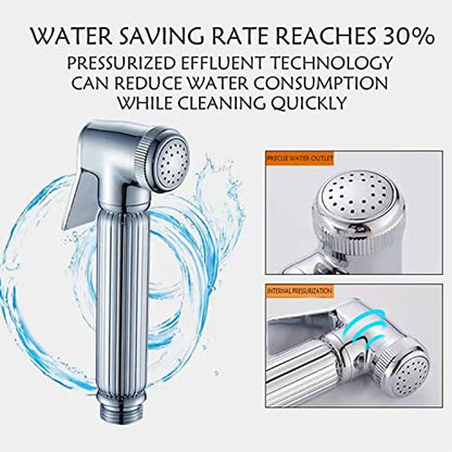Solid Brass Handheld Bidet Sprayer Toilet-Adjustable Water Pressure Control with Bidet Hose for Feminine Wash Bidet Faucets Sprayer for Kitchen and Toilet Cleaning