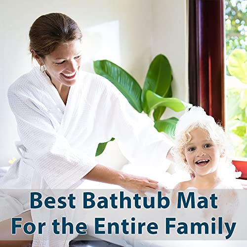 ComfiLife Bath Mat for Bathroom Tub and Shower – Non Slip Extra Large Bathtub Mat with Drain Holes & Suction Cups – Machine Washable Rubber Mats to Keep Bathtub Clean (Cream, Wave 16" x 40")